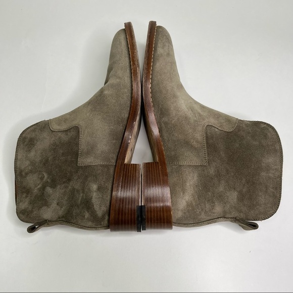 𝅺VIA SPIGA Baxter Suede Smokey Grey Green Almond Toe Leather Ankle Western Boot - Picture 8 of 15